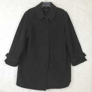 Fleet Street Wool Womens Coat A Line Charcoal Gray Single Breasted‎ Plus 1X